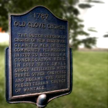 Old Clove Church historical marker located on Rt 23N in Wantage, across from the municipal building